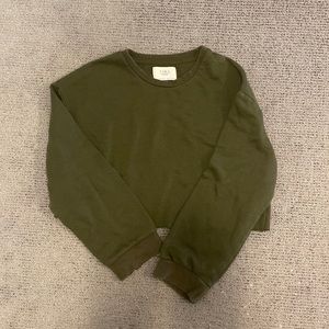 Zara Olive Green Cropped Crewneck